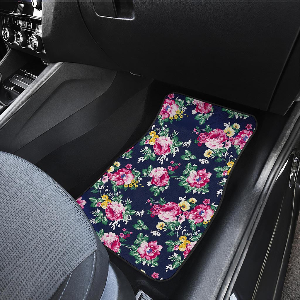 Vintage Blossom Floral Pattern Print Front and Back Car Floor Mats