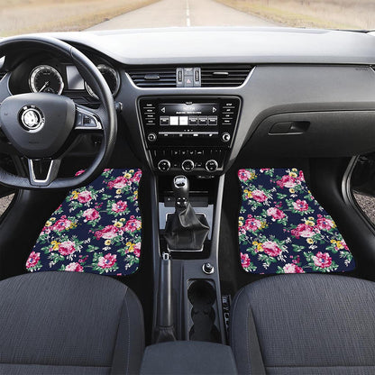 Vintage Blossom Floral Pattern Print Front Car Floor Mats