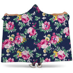 Vintage Blossom Floral Pattern Print Hooded Blanket