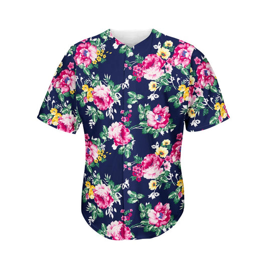Vintage Blossom Floral Pattern Print Men's Baseball Jersey