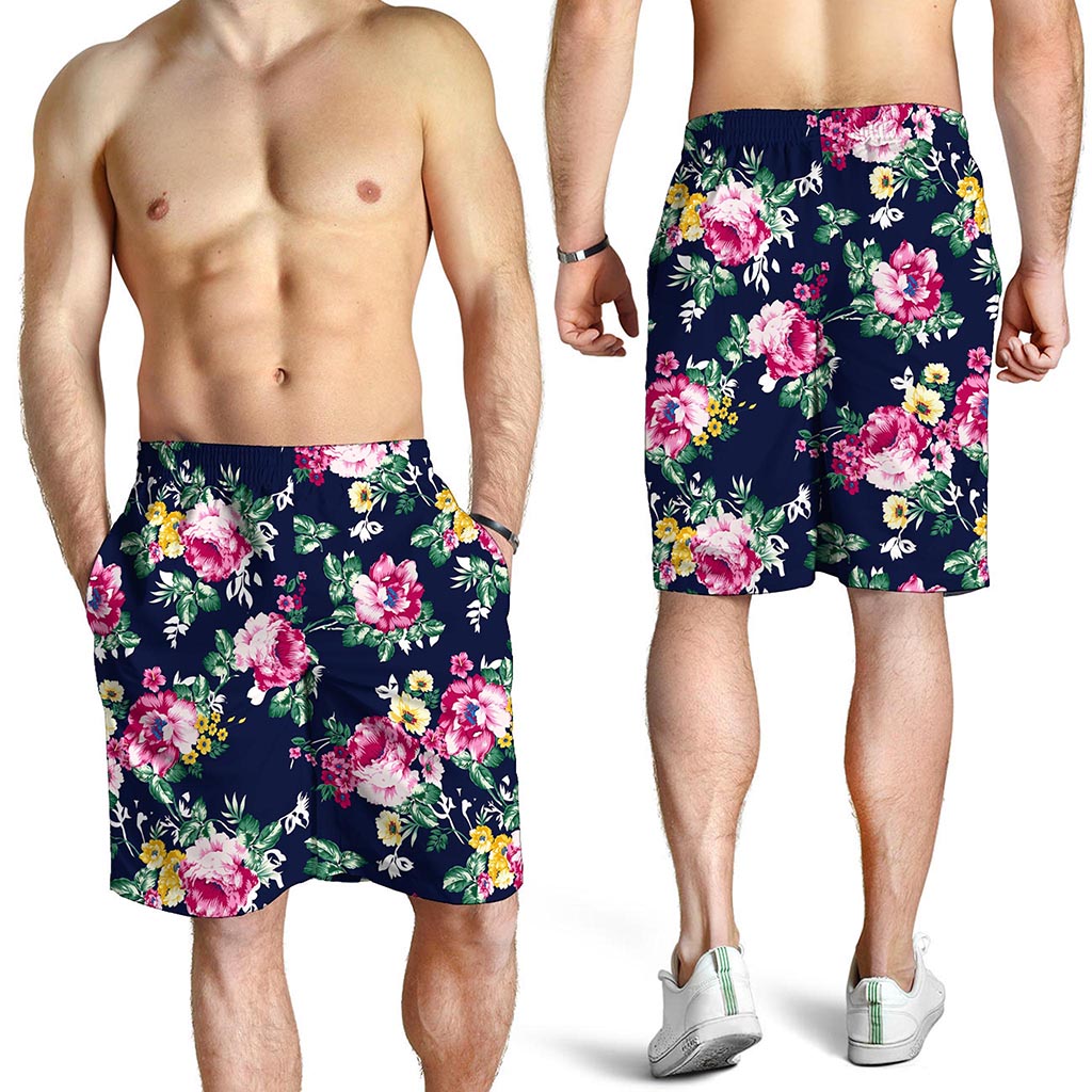Vintage Blossom Floral Pattern Print Men's Shorts