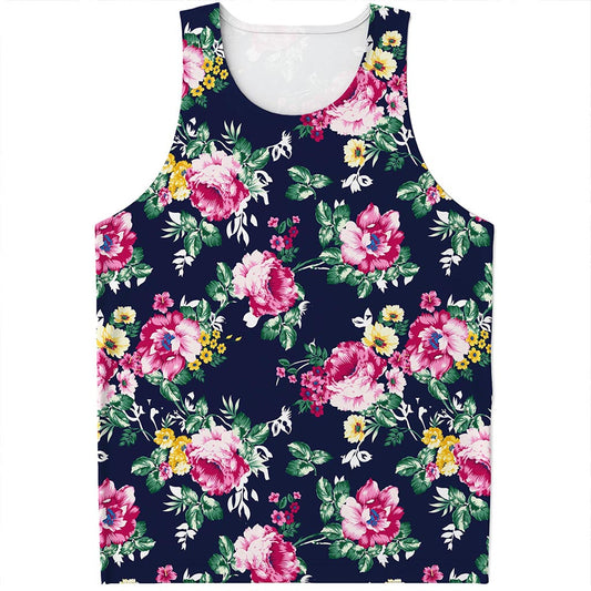 Vintage Blossom Floral Pattern Print Men's Tank Top