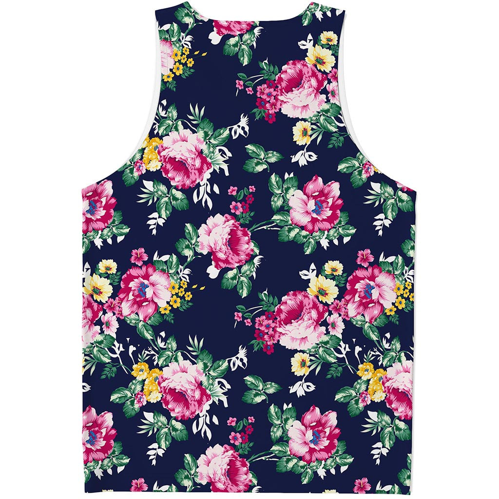 Vintage Blossom Floral Pattern Print Men's Tank Top