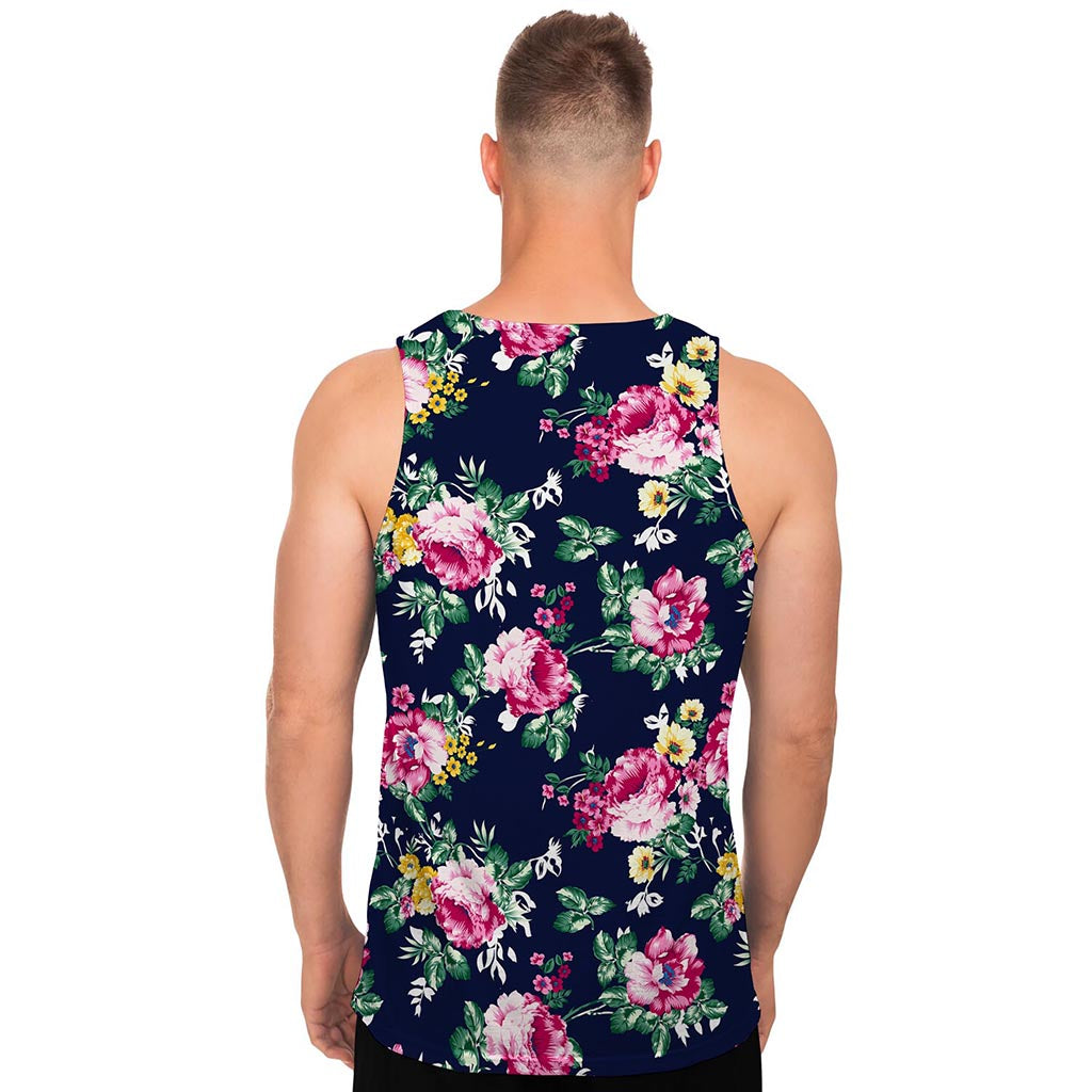 Vintage Blossom Floral Pattern Print Men's Tank Top