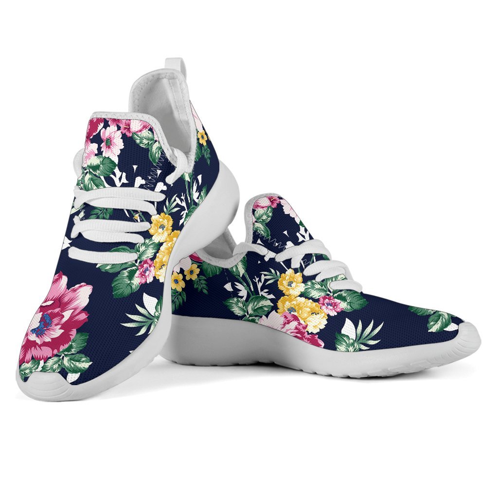 Vintage Blossom Floral Pattern Print Mesh Knit Shoes GearFrost