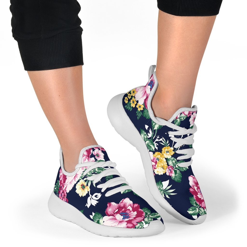 Vintage Blossom Floral Pattern Print Mesh Knit Shoes GearFrost