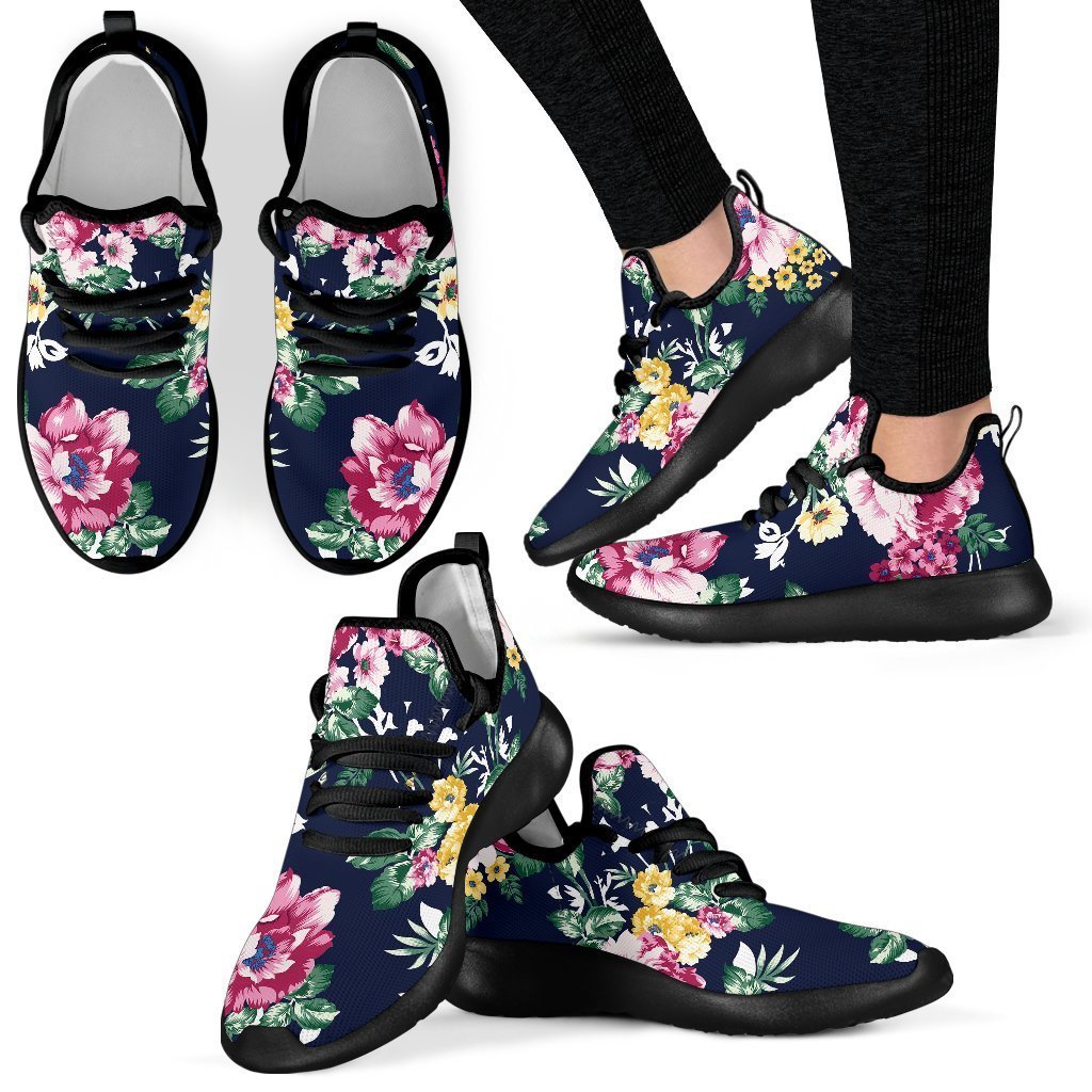 Vintage Blossom Floral Pattern Print Mesh Knit Shoes GearFrost