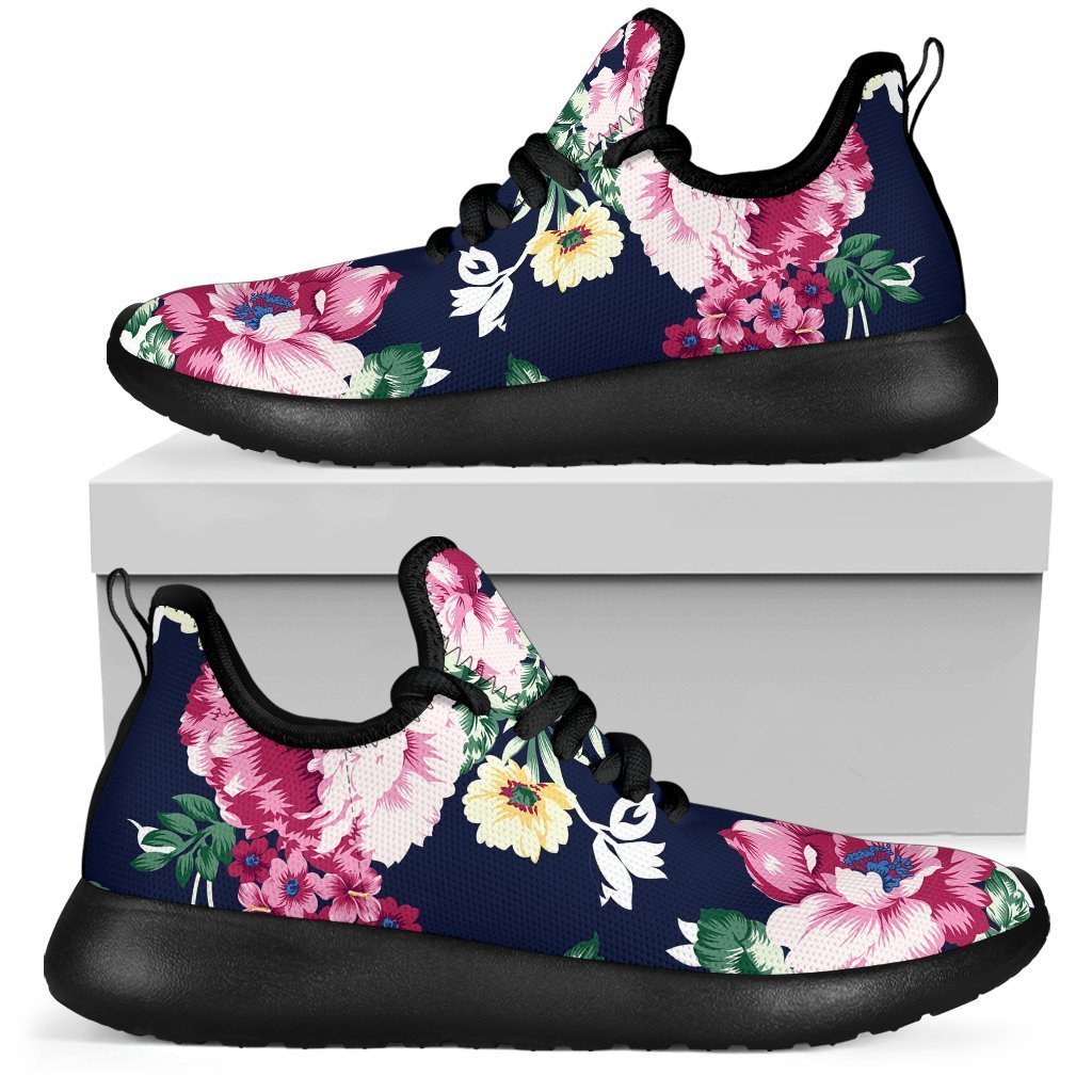 Vintage Blossom Floral Pattern Print Mesh Knit Shoes GearFrost