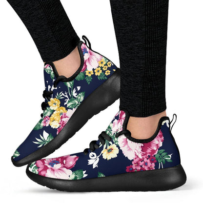 Vintage Blossom Floral Pattern Print Mesh Knit Shoes GearFrost