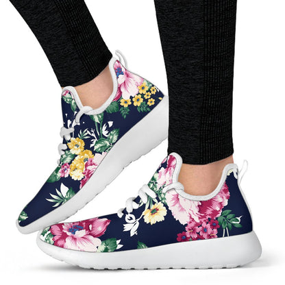 Vintage Blossom Floral Pattern Print Mesh Knit Shoes GearFrost