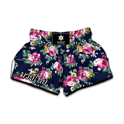 Vintage Blossom Floral Pattern Print Muay Thai Boxing Shorts