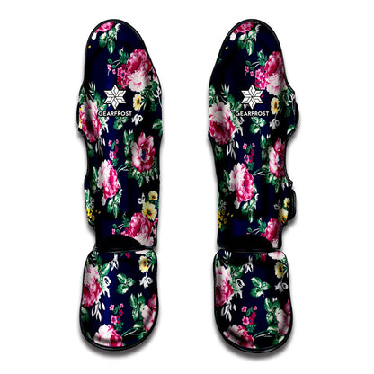 Vintage Blossom Floral Pattern Print Muay Thai Shin Guard