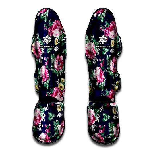 Vintage Blossom Floral Pattern Print Muay Thai Shin Guard