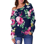 Vintage Blossom Floral Pattern Print Off Shoulder Sweatshirt GearFrost