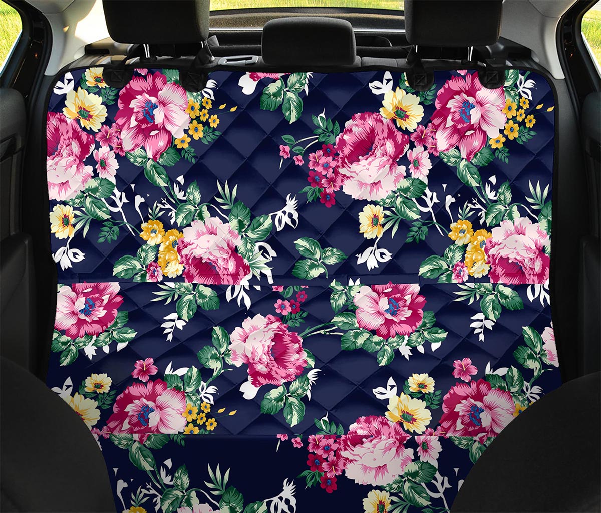 Vintage Blossom Floral Pattern Print Pet Car Back Seat Cover