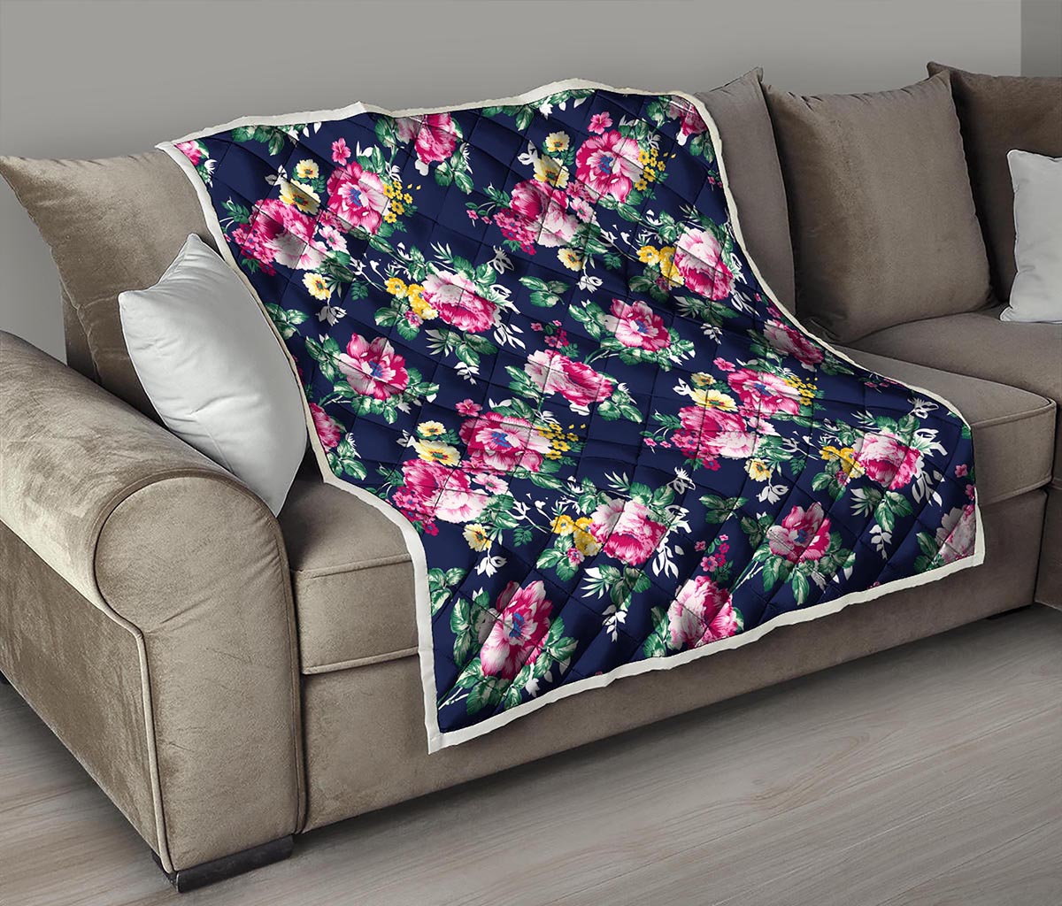 Vintage Blossom Floral Pattern Print Quilt