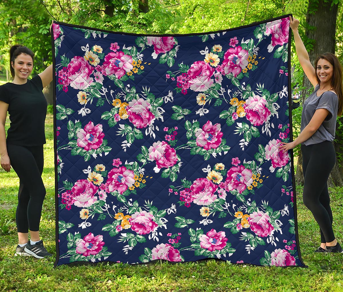 Vintage Blossom Floral Pattern Print Quilt