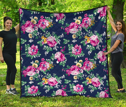 Vintage Blossom Floral Pattern Print Quilt