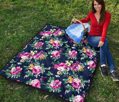 Vintage Blossom Floral Pattern Print Quilt