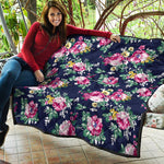 Vintage Blossom Floral Pattern Print Quilt