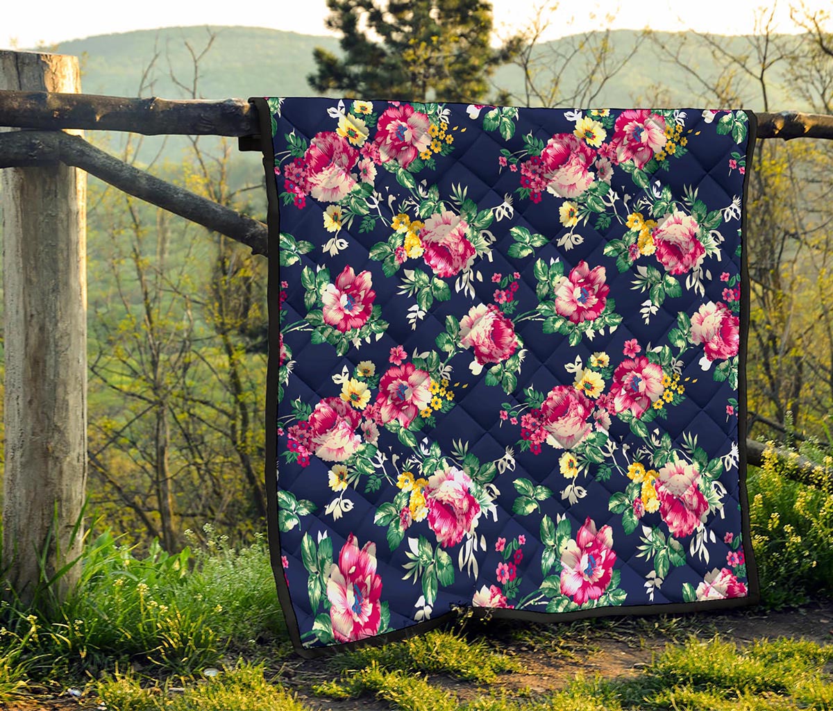 Vintage Blossom Floral Pattern Print Quilt