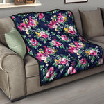 Vintage Blossom Floral Pattern Print Quilt