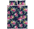Vintage Blossom Floral Pattern Print Quilt Bed Set