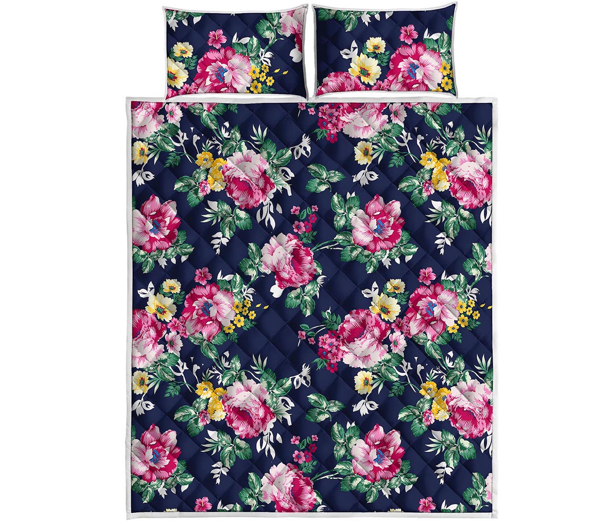Vintage Blossom Floral Pattern Print Quilt Bed Set
