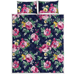 Vintage Blossom Floral Pattern Print Quilt Bed Set