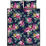 Vintage Blossom Floral Pattern Print Quilt Bed Set