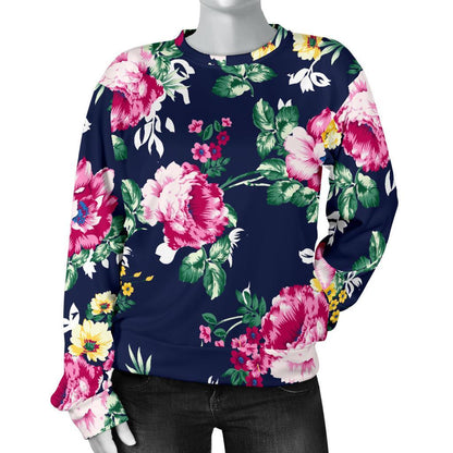 Vintage Blossom Floral Pattern Print Women's Crewneck Sweatshirt GearFrost