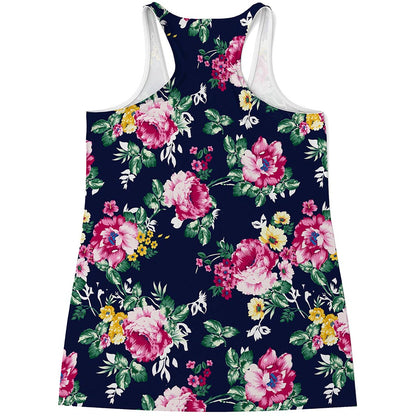Vintage Blossom Floral Pattern Print Women's Racerback Tank Top