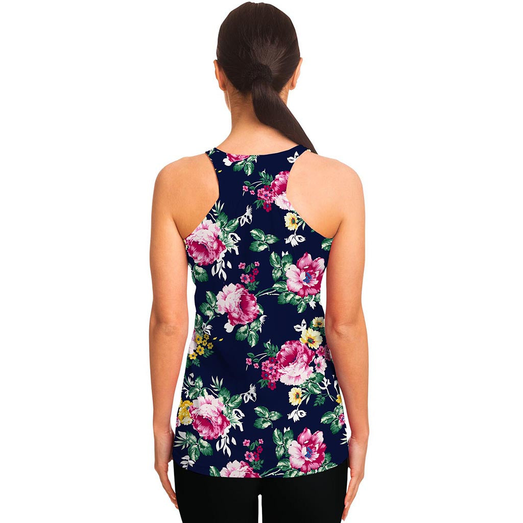 Vintage Blossom Floral Pattern Print Women's Racerback Tank Top