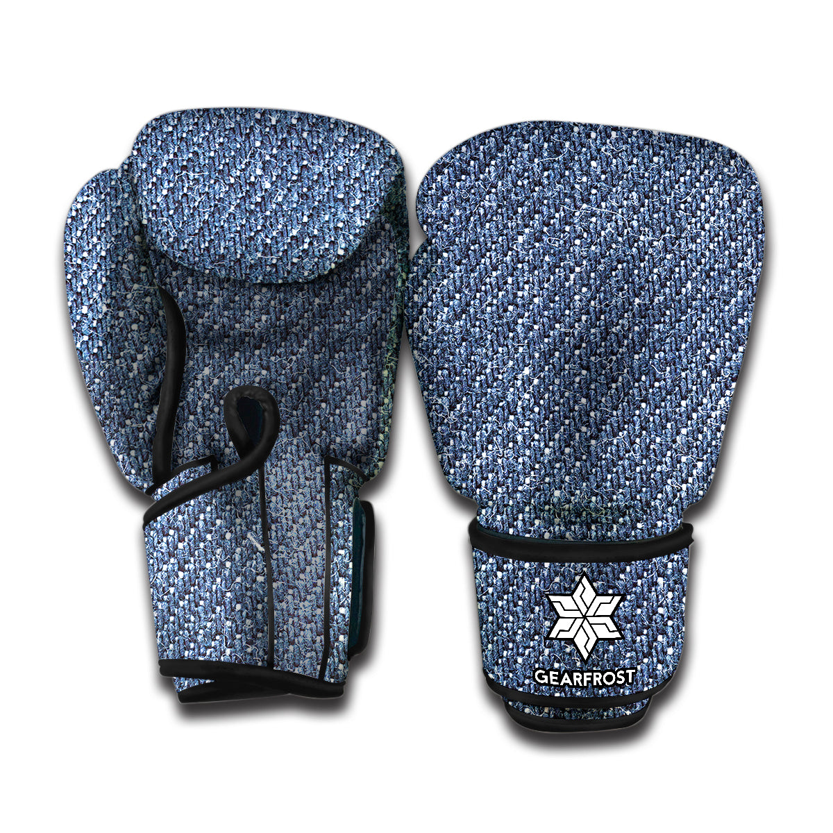 Vintage Blue Denim Jeans Print Boxing Gloves