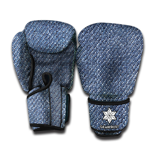 Vintage Blue Denim Jeans Print Boxing Gloves