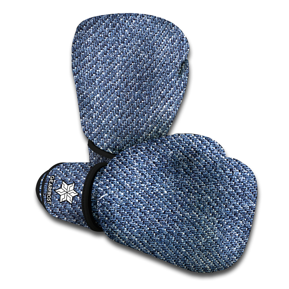 Vintage Blue Denim Jeans Print Boxing Gloves