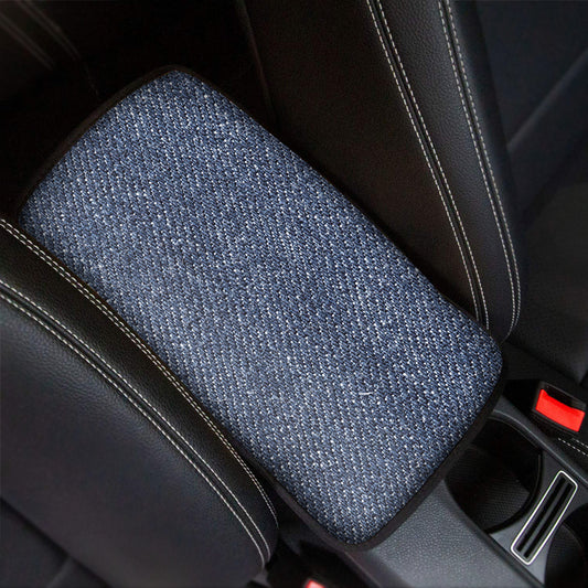 Vintage Blue Denim Jeans Print Car Center Console Cover