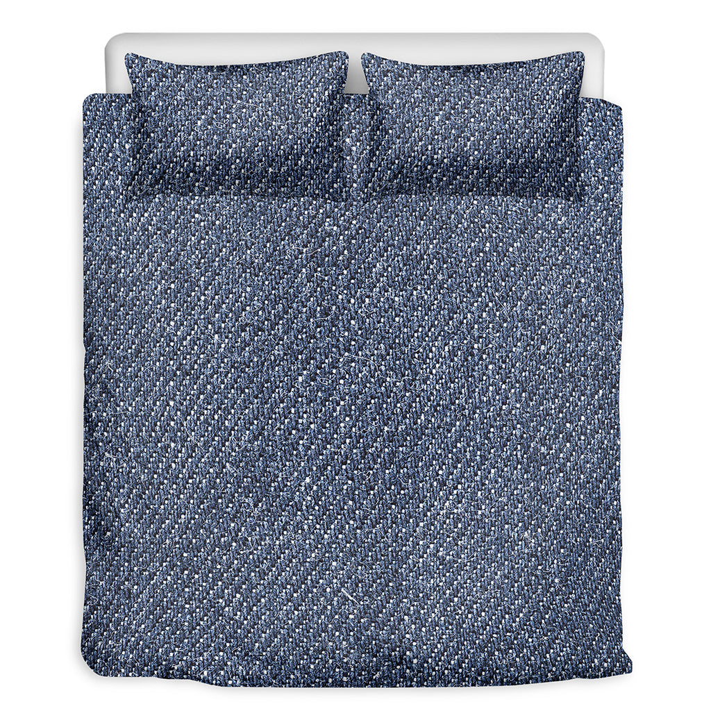 Vintage Blue Denim Jeans Print Duvet Cover Bedding Set