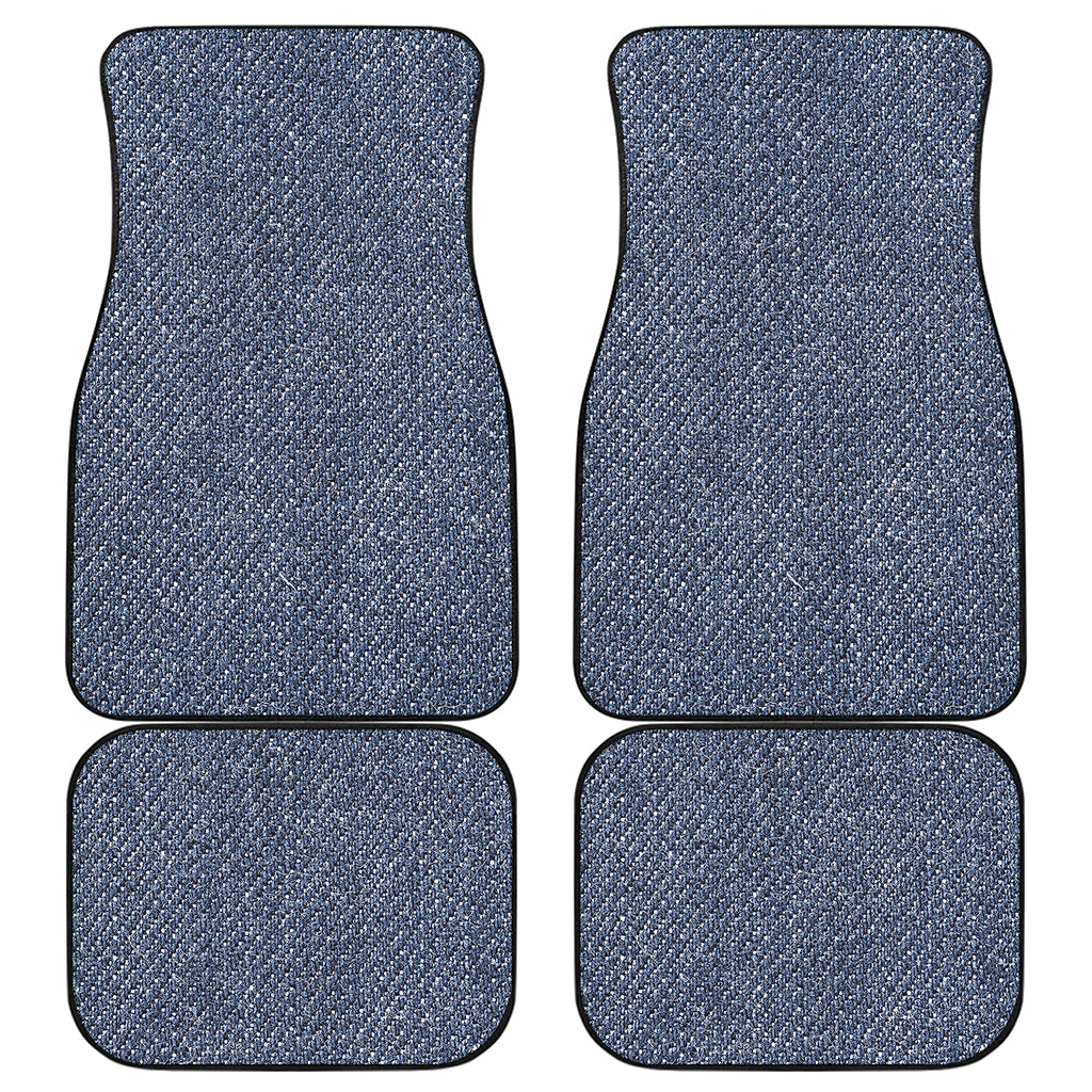 Vintage Blue Denim Jeans Print Front and Back Car Floor Mats