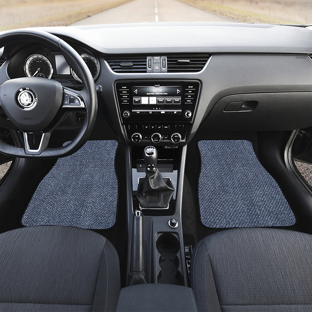 Vintage Blue Denim Jeans Print Front and Back Car Floor Mats