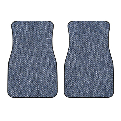Vintage Blue Denim Jeans Print Front Car Floor Mats