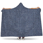 Vintage Blue Denim Jeans Print Hooded Blanket