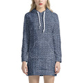 Vintage Blue Denim Jeans Print Pullover Hoodie Dress