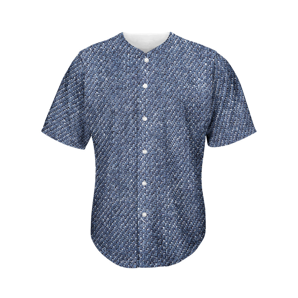 Vintage Blue Denim Jeans Print Men's Baseball Jersey