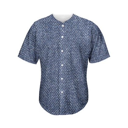 Vintage Blue Denim Jeans Print Men's Baseball Jersey