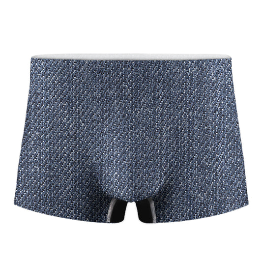 Vintage Blue Denim Jeans Print Men's Boxer Briefs