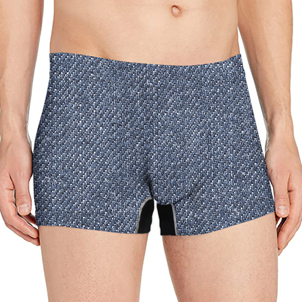 Vintage Blue Denim Jeans Print Men's Boxer Briefs