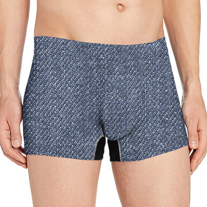 Vintage Blue Denim Jeans Print Men's Boxer Briefs