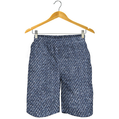 Vintage Blue Denim Jeans Print Men's Shorts