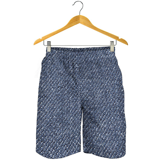 Vintage Blue Denim Jeans Print Men's Shorts